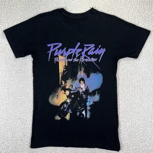 Prince Purple Rain T-Shirt Women's Size Small Black Short Sleeve Graphic Print